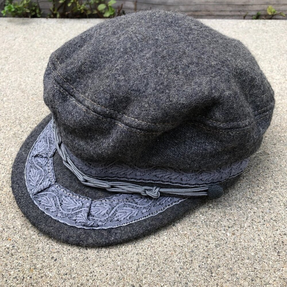 Women's Wool Blend Army Military Hat 7 1/8 Grey Cap